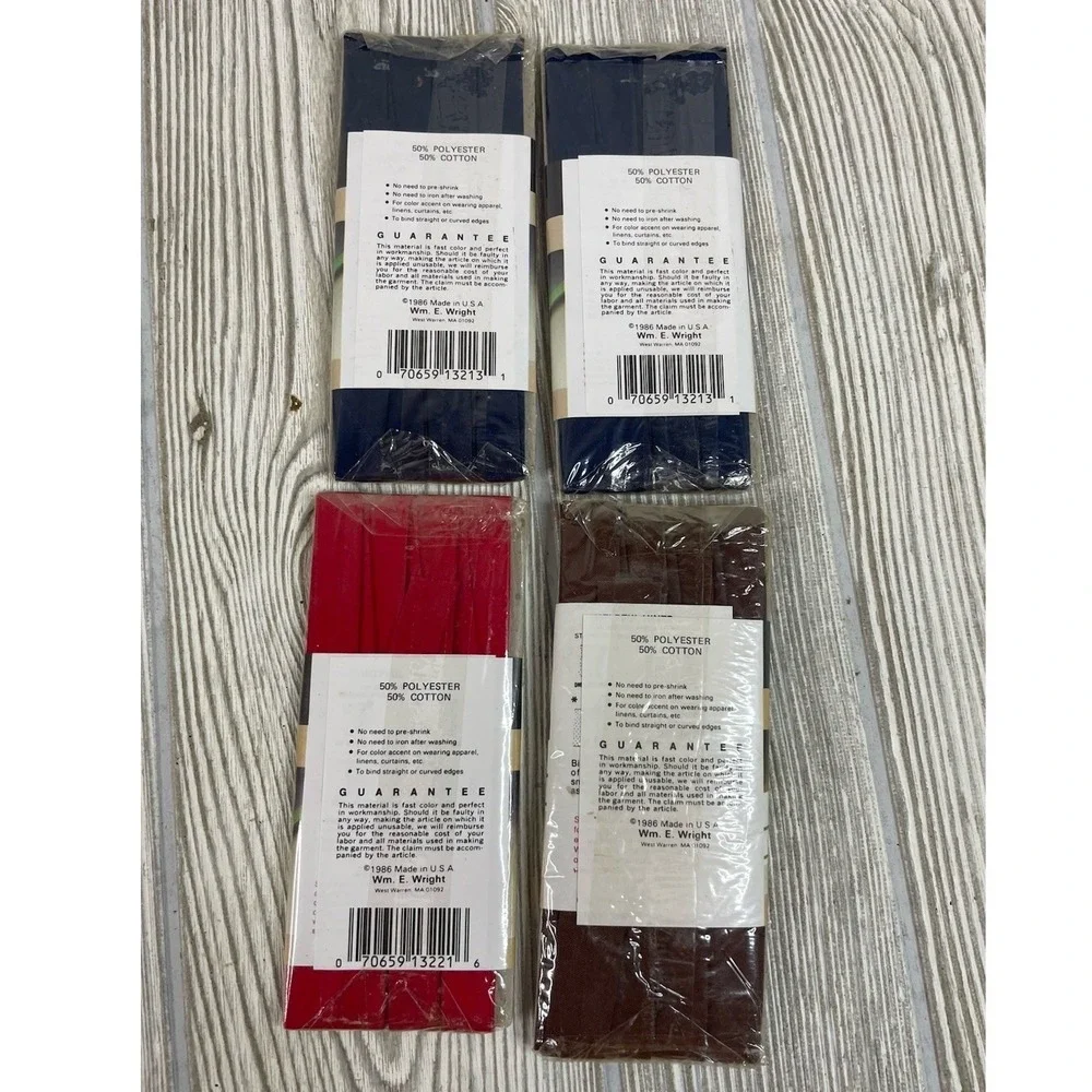 VTG 1986 Wrights Bias Tape Lot 4 Single & Double Fold Red Blue Brown